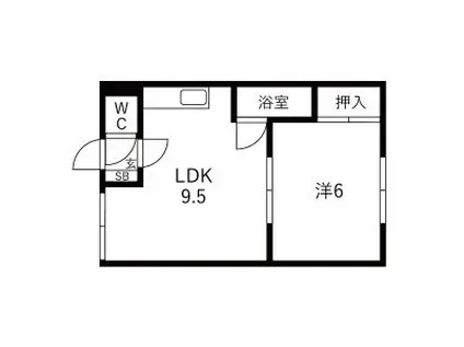 ハイツ渡辺B(1LDK/2階)の間取り写真