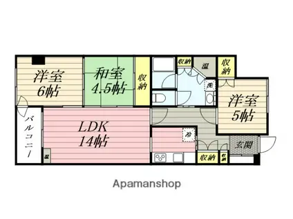 北苑マンション(3LDK/7階)の間取り写真