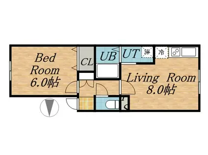 グリーンハイツ(1LDK/2階)の間取り写真
