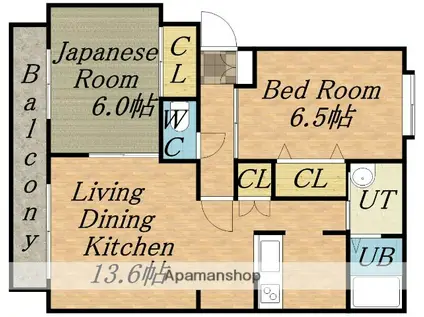 パークハイツD(2LDK/4階)の間取り写真