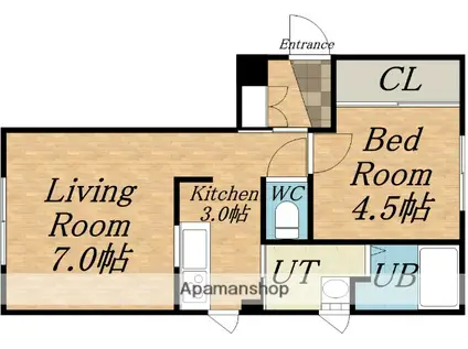 美川ハイツ7(1LDK/1階)の間取り写真