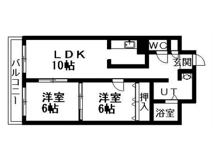 アトリオ・ミヤギ(2LDK/3階)の間取り写真