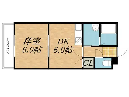 エクセレント北24条(1DK/1階)の間取り写真