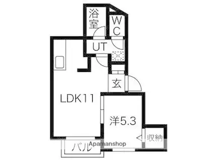 デルタナイン(1LDK/1階)の間取り写真