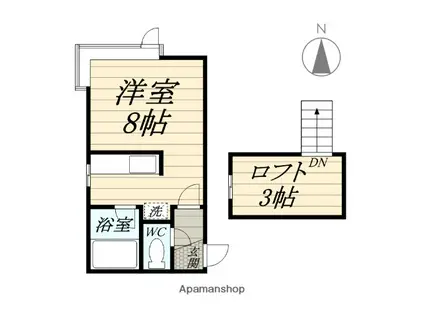 ツインコートB(ワンルーム/3階)の間取り写真