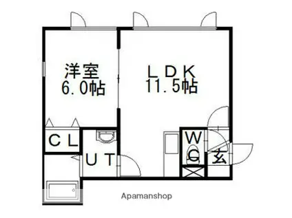 PINO参番館(1LDK/1階)の間取り写真