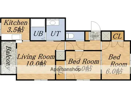 スカイパレスN21Ⅱ(2LDK/4階)の間取り写真