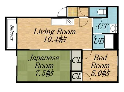 大友パークマンション(2LDK/1階)の間取り写真