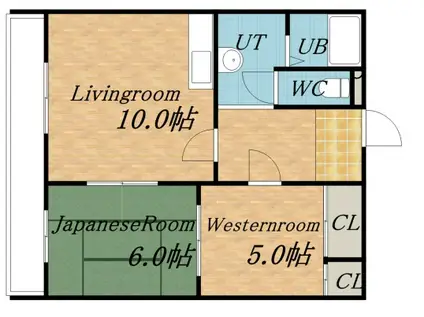 木村ビル(2LDK/4階)の間取り写真