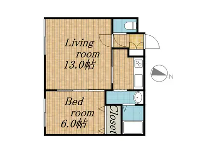 プラタカラN22(1LDK/1階)の間取り写真