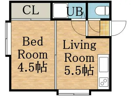 ホワイトパレスキタダI (1DK/3階)の間取り写真