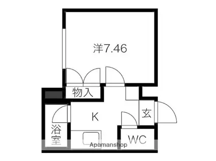 プラザイン麻生(1K/3階)の間取り写真