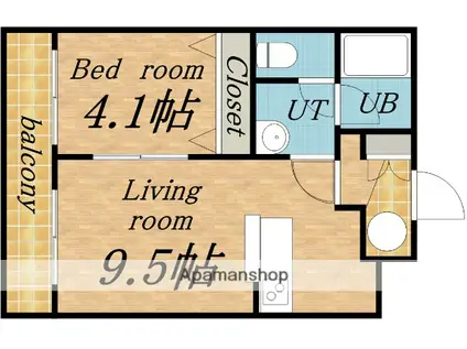 MAHALO OHASHI HOKUDAI(1LDK/4階)の間取り写真