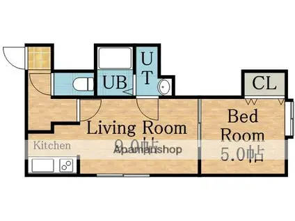 クレーゾしのろ(1DK/2階)の間取り写真