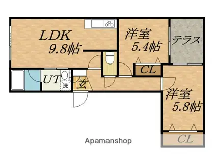 パティオス南あいの里(2LDK/1階)の間取り写真