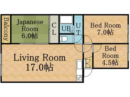 コスモロイヤル東苗穂B棟(3LDK/3階)の間取り写真