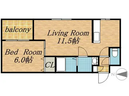 サムティタワーN26・エルム北26条(1LDK/1階)の間取り写真