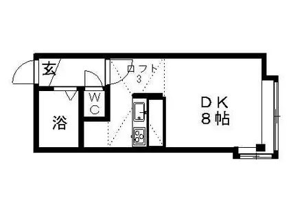 ライフステージ北大西(ワンルーム/2階)の間取り写真