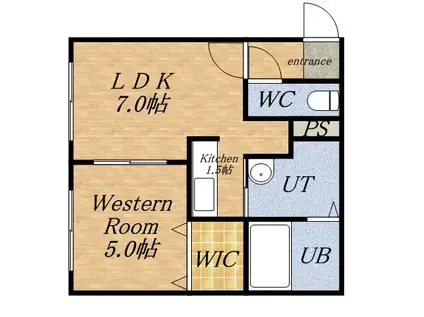 ラシード北大前(1DK/3階)の間取り写真