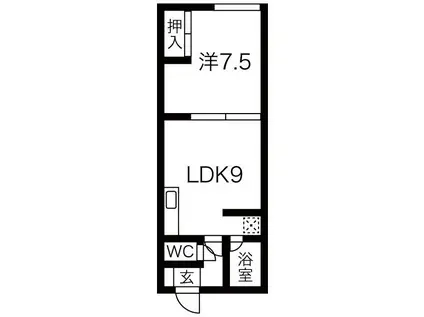 ピースフラット(1LDK/2階)の間取り写真