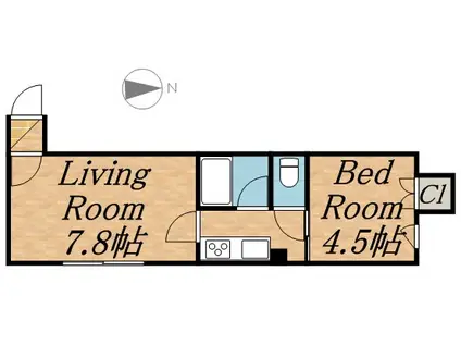 スカイハイツ(1DK/1階)の間取り写真