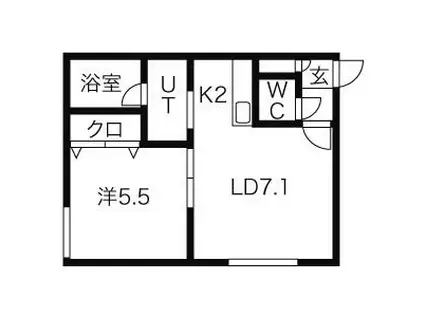 ラ・ガーレ麻生(1LDK/2階)の間取り写真
