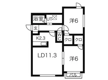 オランジュ元町(2LDK/1階)の間取り写真
