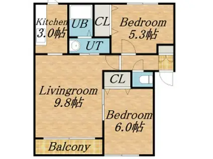 アベニール・イースト(2LDK/2階)の間取り写真
