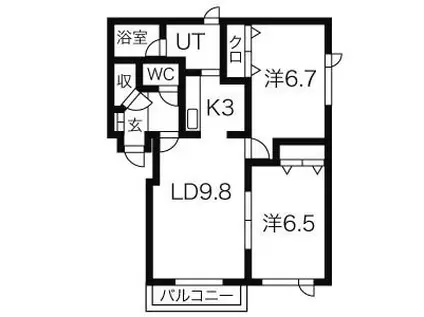 ルピナス・ティーコート(2LDK/4階)の間取り写真