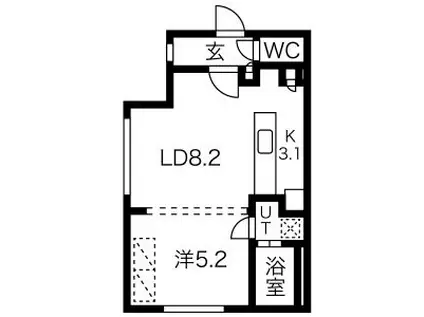 M-STAGE北9条(1LDK/3階)の間取り写真