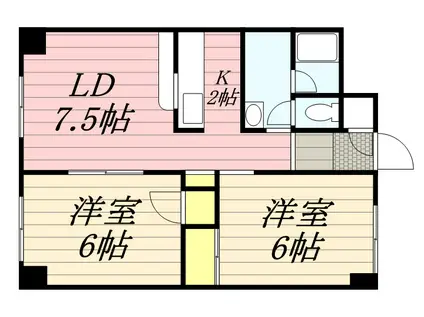 パレスKK(2DK/4階)の間取り写真
