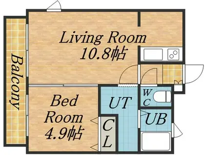 デュバールⅠ(1LDK/7階)の間取り写真