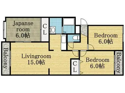 グランメール山川(3LDK/5階)の間取り写真
