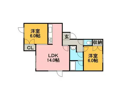 LIVE WELL(2LDK/1階)の間取り写真