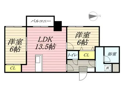 ノルテブリッサ24ロード(2LDK/9階)の間取り写真