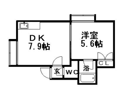 アイリスA(1DK/2階)の間取り写真