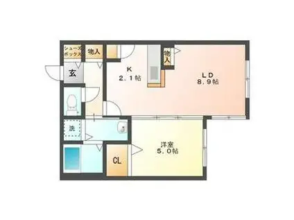 フランセレジデンシア グレース南麻生(1LDK/2階)の間取り写真