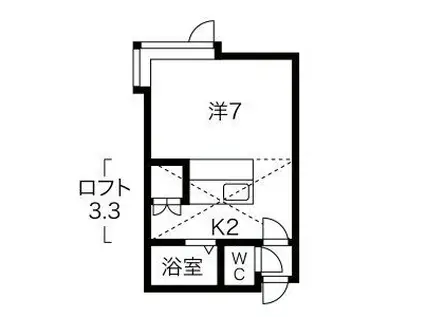 リストワール札幌北(1K/2階)の間取り写真