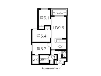 LORANGE(3LDK/3階)の間取り写真
