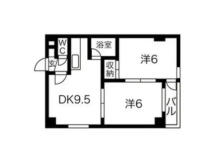 カーサフェリーチェN32(2DK/4階)の間取り写真