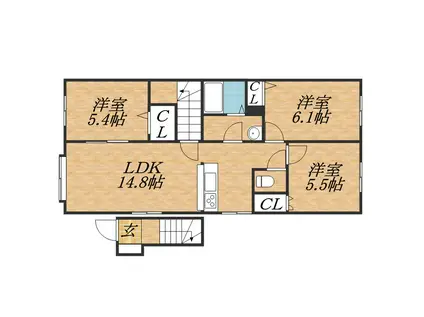シャーメゾンリバーストン(3LDK/2階)の間取り写真