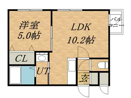 グランディール元町(1LDK/3階)の間取り写真