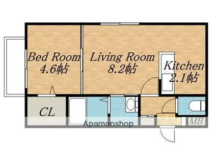RING TREE(1LDK/2階)の間取り写真