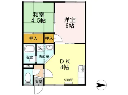 藤コーポ 1・2(2DK/1階)の間取り写真