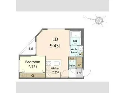 ALIVIS北23条(1LDK/1階)の間取り写真