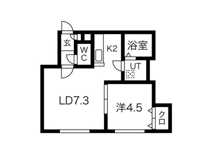 グラチェ(1LDK/2階)の間取り写真