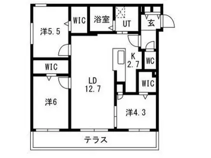 八軒3-2MS(3LDK/1階)の間取り写真