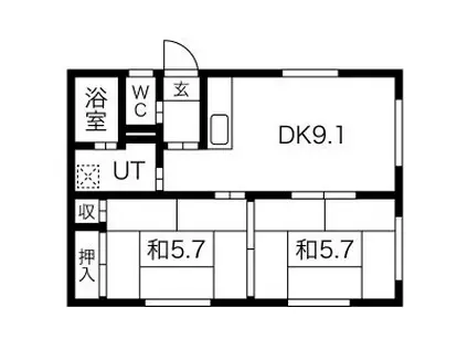 アクアマリン(2LDK/1階)の間取り写真