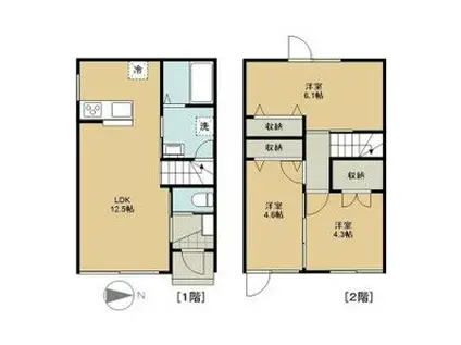 ロイヤルレジデンスB(3LDK/1階)の間取り写真