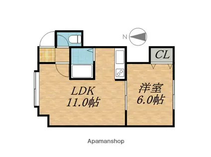 ドミール22(1LDK/3階)の間取り写真